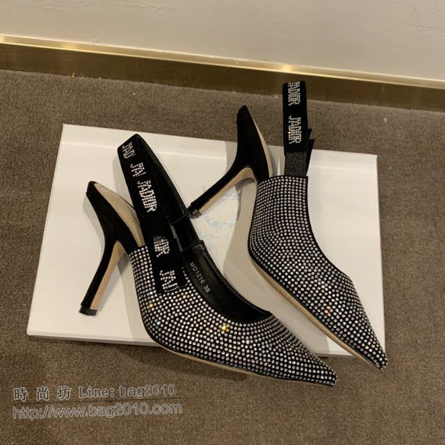 DIOR女鞋 迪奧2021專櫃新款J’ADIOR織帶尖頭涼鞋 Dior水鑽露跟涼鞋  naq1516